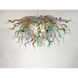 Colours Lamps Fixture Living Dinner Room Decor Murano Glass Chandelier G9 LED Bulbs Hanging Lamp