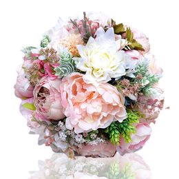 Silk Bridal Bouquets Artificial Flowers Bridesmaid Bouquet Flowers Wedding Decoration Party Accessory Flores Customised