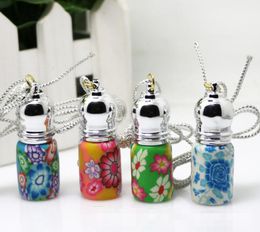 Car Hanging 3ML Empty Polymer Clay Perfume Refillable Bottles Mini Glass Essential Oil Roll On Bottle LX3209