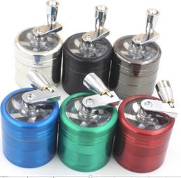 wholesale Quality zicn alloy smoke Tobacco Grinder With Handle 40mm 4layer Herbal Grinder Hand Crank Crusher Smoke tobacco smoking Grinders