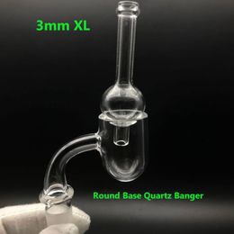 3mm Flat Top Round Bottom Quartz Banger 25mmOD Round Base Quartz Banger Nails with Bubble Cap For Glass Water Bongs Smoke Bong