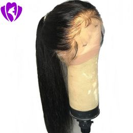 Long straight 180density Brazilian full lace Front synthetic Wigs For Black Women Swiss Lace Frontal Wig with preplucked natural hairline