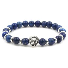 Natural Stone Bracelet Buddha Head Lazuli Stone Beads Bracelets