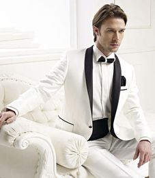 Best Styles Black Shawl Lapel White 2 Piece Suit Men Wedding Tuxdos Excellent Groom Tuxedos Men Dinner Prom Blazer(Jacket+Pants+Tie+Girdle)3