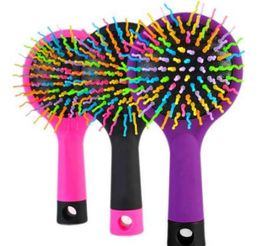 1 Piece Hot Selling Rainbow Volume Anti-static Magic Hair Curl Straight Massage Comb Brush Styling Tools With Mirror