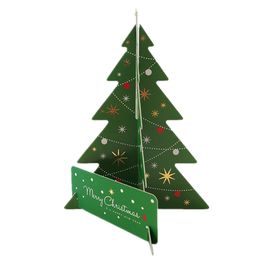 happy gift card Canada - green christmas tree greeting card 3d gift card Xmas greeting cards kids happy new year party supplies