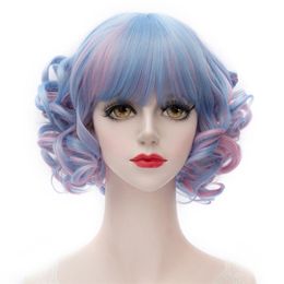 Fashion Manmei SW-1177E Cosplay COS Wigs Curly Hair Ou Meifeng Colourful Lolita