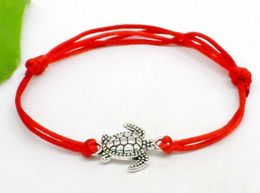 Free ship 50pcs/lot Sea Turtles charms String String Lucky Red Cord Adjustable Bracelets HOT