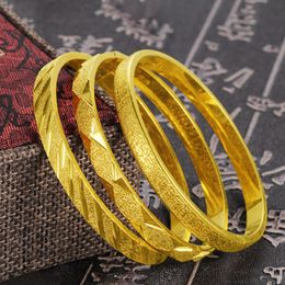 3-Style Oval Bangle Solid 18k Yellow Gold Filled Womens Bagnle Bracelet Openable Gift Simple Style Accessories