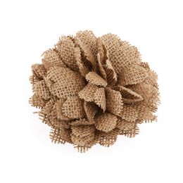 5pcs Hessian Burlap Daisy Flowers for Christmas Wedding Decoration (Brown)