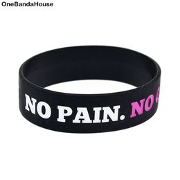 50PCS CrossFit No Pain No Gain Silicone Rubber Bracelet 3/4 Inch Wide Sport Motivational Slogan Adult Size