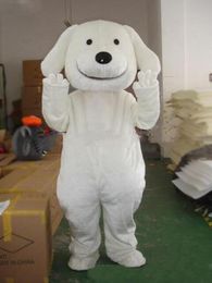 Hot 2018 New Professional New White Puppy Dog Mascot Costume Adult Size EMS Free Shipping