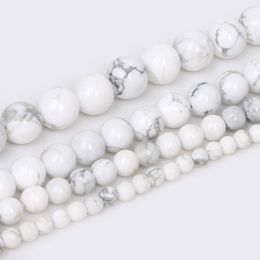 4/6/8/10mm Natural Round White Howlite Stone Dyed Colour Loose Spacer Beads For Fashion Jewellery Making DIY Bracelet Wholesale