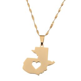 Stainless Steel Guatemala Map Pendant Necklace Gold Colour Jewellery Map of Guatemala