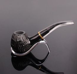 Solid wood carving handmade pipe, pure black sandalwood bent old pipe smoking accessories