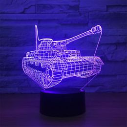 Tank 3D illusion Night Light Color Change Touch Switch LED USB Table Desk Lamp