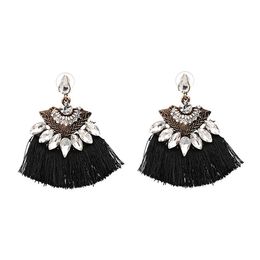 Bohemia Dangle Drop Earrings Women Accessories Fan Shaped Cotton Handmade Tassels Fringed Earrings Ethnic Jewellery 20pairs