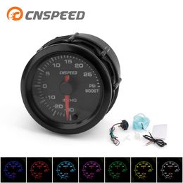 CNSPEED 2" 52mm 7 Colours changeful Backligh Turbo Boost Gauge Metre High Speed Stepper Motor With Sensor Car Metre