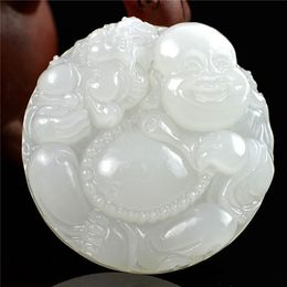 Natural jade quartz Sculpture White Buddha Natural Afghanistan jade pendant Jewellery Ornaments Natural stone Hand engraving