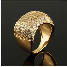 Golden Women Men Zircon CZ Stone Wedding Rings Bling Iced Out Crystal Lover RING Hip Hop Valentine's Day Rhinestone Jewelry