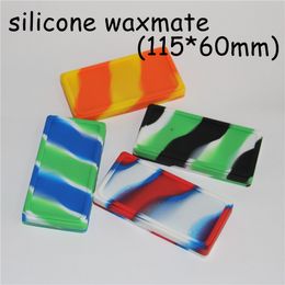 5pcs Flat Small Waxmate Containers Silicone Rubber Containers Silicon Storage Square Wax Jars Dabber Oil Holder Waxmate Rubber Wax Container