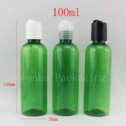 100ml X 50 green shampoo lotion plastic bottles, empty liquid soap travel bottles with disc top cap, cosmetic packaging 100g