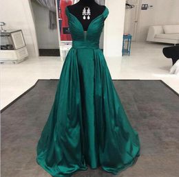 Elegant Evening Dresses Long High Quality Custom Made Satin V-Neck Cheap Long Formal Party Gowns Ruched Prom Dress