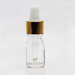 5ml Refillable Glass Clear Dropper Bottle Empty E liquid Bottle With Gold Childproof Cap And Pipette LX2671