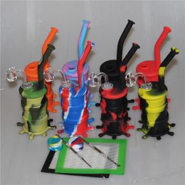 Silicone oil rig portable hookah silicone water pipe bong with 4mm thick quartz banger dabber tool silicon mat container