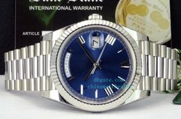 NEW 2021 WHITE GOLD Watch 40mm Blue Roman 228239 Stainless Steel Automatic Mens Men's Wristwatch 2813