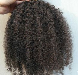 140g African american Afro Puff 3c Kinky Curly drawstring ponytails human hair extension pony tail hair piece dark brown Colour #2