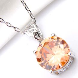 Luckyshine Europe popular Round Pendants Morganite Gemstone Engagement Silver Chain Pendants Necklaces Handmade DIY Jewelry Earrings