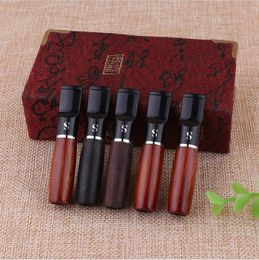 Drum type personality expansion Philtre cigarette holder red black sandalwood flat mouth wooden cigarette holder