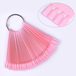 50pcs False Nail Tips Color Card Acrylic UV Polish Pink White Fan Manicure Nail Art Practice Display Tool