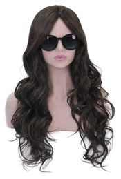 Long Curly Wave Wigs for Women Full Head Hair Chocolate Dark Brown Cosplay Party