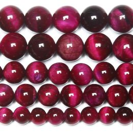 8mm Natural Stone Magenta Tiger Eye Agates Round Loose Beads 15" Strand 6 8 10 MM Pick Size