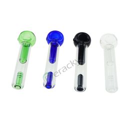 4 Colour Glass Spoon Pipes With Side Carb Hole 6 Inch Length Glass Smoking Water Pipes For Dry Herb Tobacco Bubbler Hand Pipes