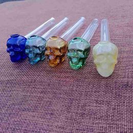 Wholesale DHL Free Colourful Straight TubeGlass Smoking Pipes 5 Inches Glass Spoon Pipes Mini Skull Pyrex Oil Burner Pipes Smoking Tool SW22