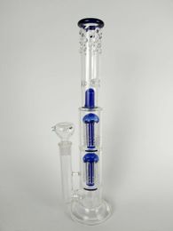 H: 16" Glass Bong "Spoiled Green/blue Speranza" double tree perc dome percolator water pipe 18mm bowl big water pipe