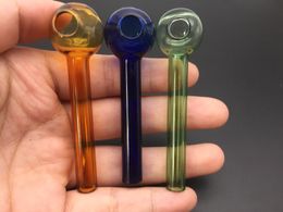 WHOLESALE THICK Pyrex Glass Oil Burner Pipes Colour Funny Hand Pipe Oil Burner Glass Pipes Smoking 7CM lenght dry herb pipes free shipping