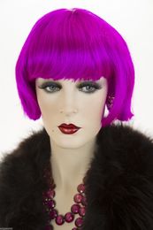 Synthetic Purple Short Straight Hair Wigs Cos