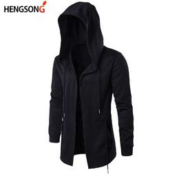 Casual Man Hooded Coat Men Trenchs Outerwear Slim Long Sleeve Men's Windbreaker Cardigans 5XL Black Plus Size Men Trench Coat