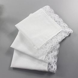 White Lace Thin Handkerchief Woman Wedding Gifts Party Decoration Cloth Napkins Plain Blank DIY Handkerchief 25*25cm SN1617