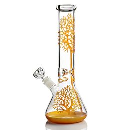 Golden Beaker Bong Straight Tube Bongs with Downstem Tree Oil Rigs Heady Glass Recycler Free Shipping