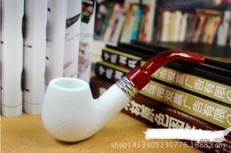 The white jade red tail holder detachable meerschaum pipe hammer and ring Yanju old beautiful smooth direct
