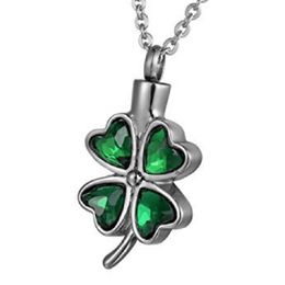 Jewellery green Birthstone Four Leaf Clover Urn Pendant Necklace Cremation Jewellery Ashes Premium Keepsake Memorial Fill Kit