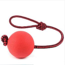 Indestructible Dog Ball Pet Dog Training Toy Puppy Tug Balls Toys Pet Chew Toys Small Size Solid Rubber Balls with Rope