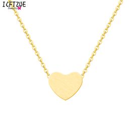 ICFTZWE Colar Choker Stainless Steel Minimalist Jewelry Tiny Heart Pendant Necklace Women Gold Chain Bijoux Bridesmaid Gift