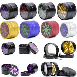 Metal Tobacco Smoking Herb Grinders 4 Layers Aluminium Alloy Lighting Grinders With Clear Top Window 63mm 12 Colours Free DHL WX9-792