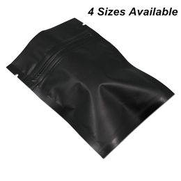 4 Sizes Matte Black 100pcs Lot Reclosable Foil Aluminum Zipper Packaging Bags for Coffee Tea Powder Mylar Bags Mylar Foil Food Gra246Y